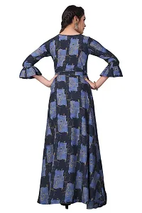 Womens Aline Navy Blue Color Crepe Anarkali Gown-thumb1