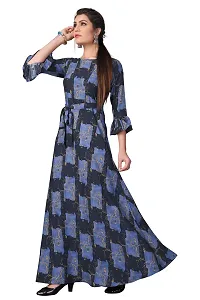 Womens Aline Navy Blue Color Crepe Anarkali Gown-thumb2