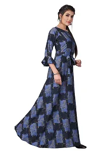 Womens Aline Navy Blue Color Crepe Anarkali Gown-thumb3