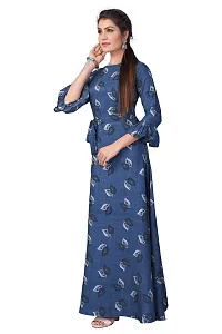 Womens Aline Blue Color Crepe Anarkali Gown-thumb2