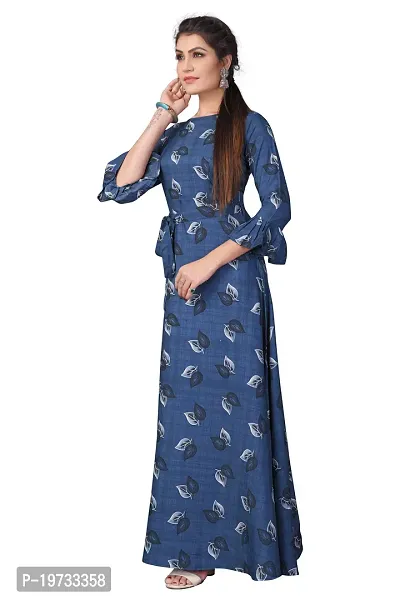 Womens Aline Blue Color Crepe Anarkali Gown-thumb3