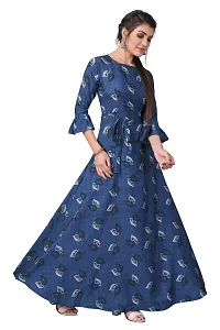 Womens Aline Blue Color Crepe Anarkali Gown-thumb3