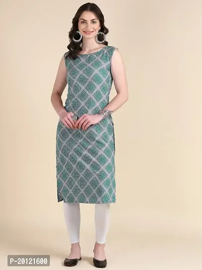 Womens Sleeveless Crepe Printed Kurta