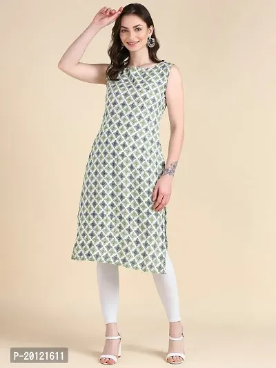 Womens Sleeveless Crepe Printed Kurta