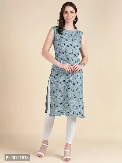 Womens Sleeveless Crepe Printed Kurta