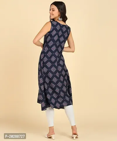 Womens Casual Wear Sleeveless Round Kurtis-thumb2