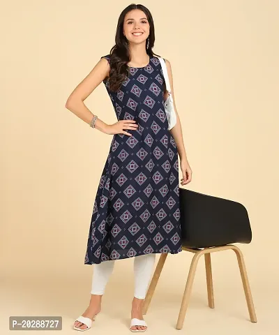 Womens Casual Wear Sleeveless Round Kurtis-thumb3