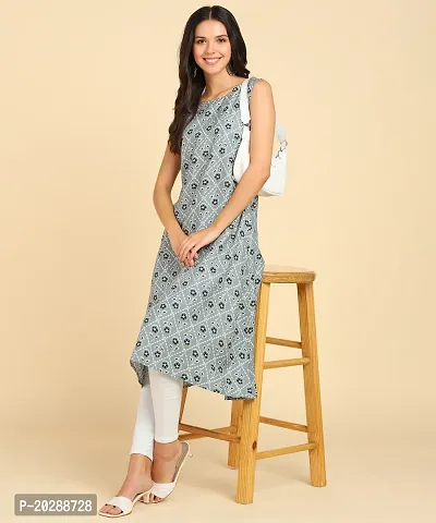 Womens Casual Wear Sleeveless Round Kurtis-thumb2