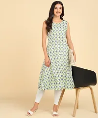 Womens Casual Wear Sleeveless Round Kurtis-thumb1