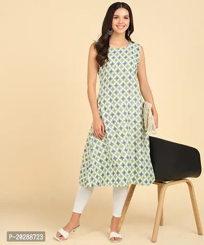 Womens Casual Wear Sleeveless Round Kurtis-thumb2