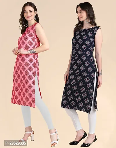 Womens Sleeveless Crepe Printed Kurta Pack Of 2-thumb5