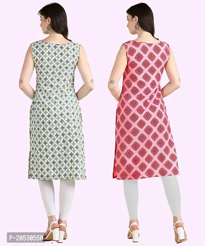 Womens Sleeveless Crepe Printed Kurta Pack Of 2-thumb2