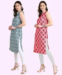 Womens Sleeveless Crepe Printed Kurta Pack Of 2-thumb1