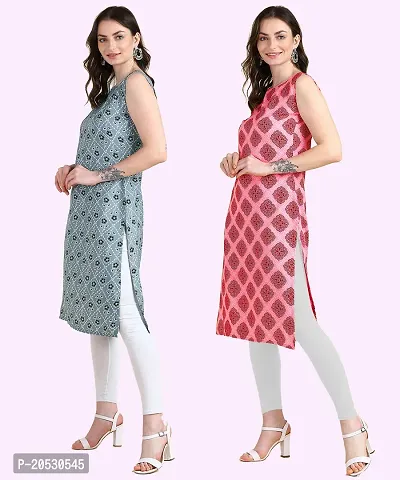 Womens Sleeveless Crepe Printed Kurta Pack Of 2-thumb2