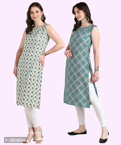 Womens Sleeveless Crepe Printed Kurta Pack Of 2-thumb3