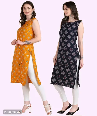 Womens Sleeveless Crepe Printed Kurta Pack Of 2-thumb3