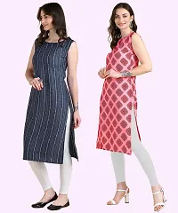 Womens Sleeveless Crepe Printed Kurta Pack Of 2-thumb2