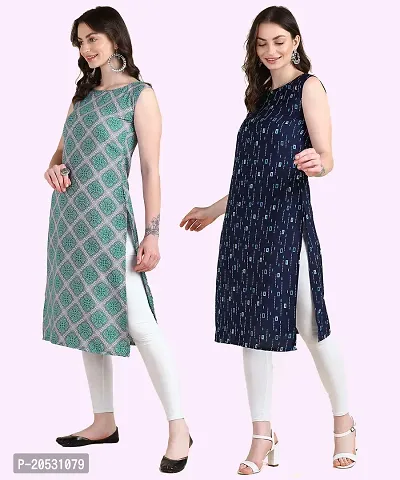 Womens Sleeveless Crepe Printed Kurta Pack Of 2-thumb5