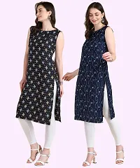 Womens Sleeveless Crepe Printed Kurta Pack Of 2-thumb2