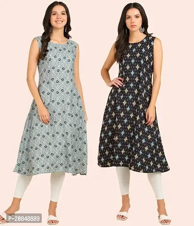 Printed Crepe Dresses Combo Of 2