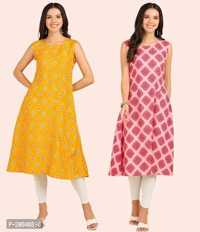 Printed Crepe Dresses Combo Of 2-thumb0