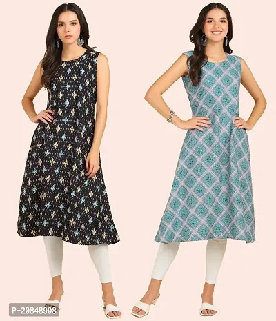 Printed Crepe Dresses Combo Of 2