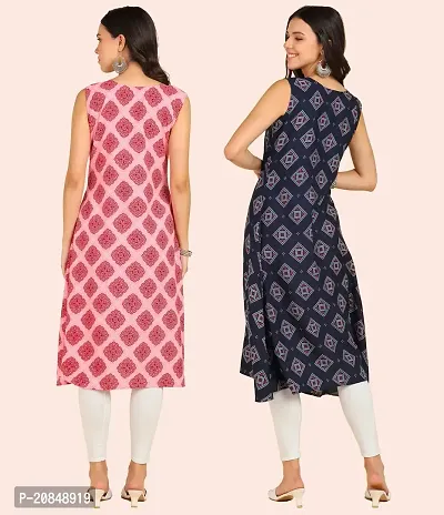 Stylish Crepe Multicoloured Printed Dress For Women Pack Of 2-thumb3