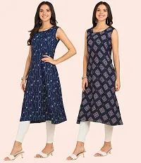 Stylish Crepe Multicoloured Printed Dress For Women Pack Of 2-thumb1