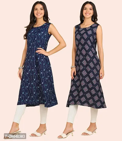 Stylish Crepe Multicoloured Printed Dress For Women Pack Of 2-thumb2