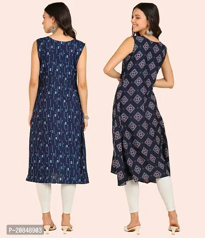 Stylish Crepe Multicoloured Printed Dress For Women Pack Of 2-thumb3