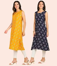 Stylish Crepe Multicoloured Printed Dress For Women Pack Of 2-thumb1