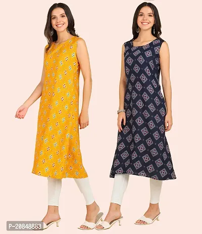 Stylish Crepe Multicoloured Printed Dress For Women Pack Of 2-thumb2