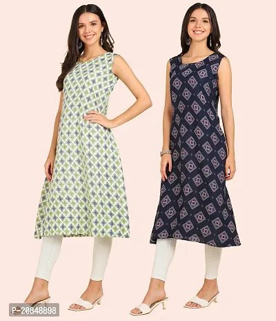 Printed Crepe Dresses Combo Of 2-thumb2