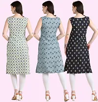 Womens Printed Crepe Sleeveless Kurti Combo Pack Of 3-thumb1