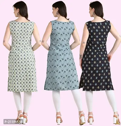 Womens Printed Crepe Sleeveless Kurti Combo Pack Of 3-thumb2