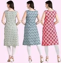 Womens Printed Crepe Sleeveless Kurti Combo Pack Of 3-thumb1