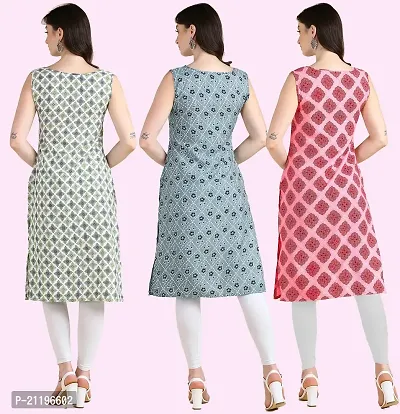 Womens Printed Crepe Sleeveless Kurti Combo Pack Of 3-thumb2