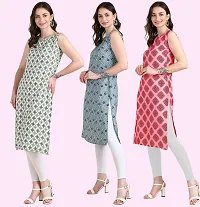 Womens Printed Crepe Sleeveless Kurti Combo Pack Of 3-thumb2