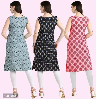 Womens Printed Crepe Sleeveless Kurti Combo Pack Of 3-thumb3