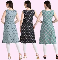 Womens Printed Crepe Sleeveless Kurti Combo Pack Of 3-thumb1