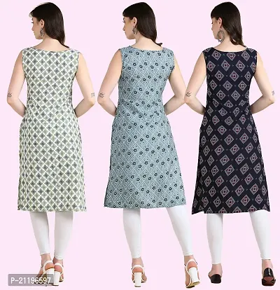 Womens Printed Crepe Sleeveless Kurti Combo Pack Of 3-thumb3