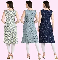 Womens Printed Crepe Sleeveless Kurti Combo Pack Of 3-thumb2