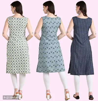 Womens Printed Crepe Sleeveless Kurti Combo Pack Of 3-thumb3