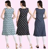 Womens Printed Crepe Sleeveless Kurti Combo Pack Of 3-thumb2