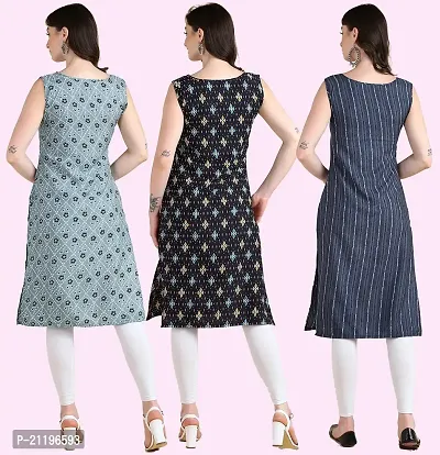 Womens Printed Crepe Sleeveless Kurti Combo Pack Of 3-thumb3