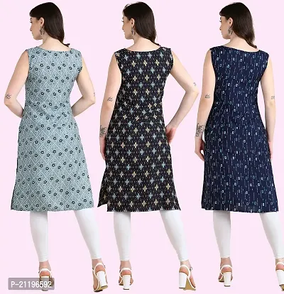 Womens Printed Crepe Sleeveless Kurti Combo Pack Of 3-thumb3