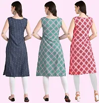 Womens Printed Crepe Sleeveless Kurti Combo Pack Of 3-thumb1