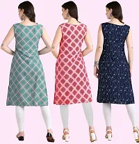 Womens Printed Crepe Sleeveless Kurti Combo Pack Of 3-thumb2