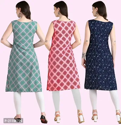 Womens Printed Crepe Sleeveless Kurti Combo Pack Of 3-thumb3