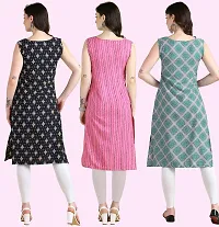 Womens Printed Crepe Sleeveless Kurti Combo Pack Of 3-thumb1